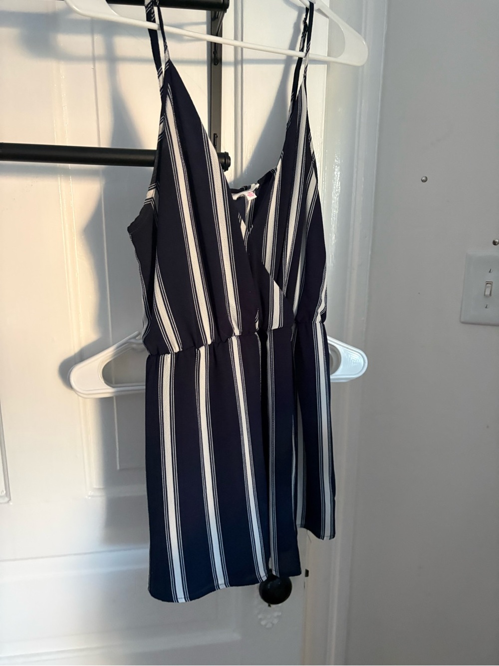 L'ATISTE Navy and White Striped Girls' One-Piece Romper